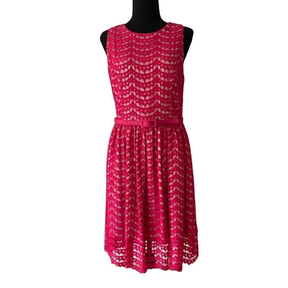 ELIZA J Pink Eyelet Midi Dress Size 8